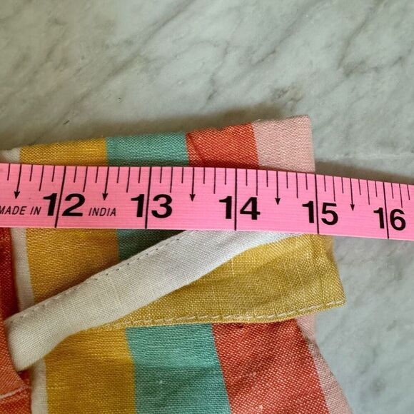 LOFT Paperbag Striped Tie Waist Shorts Sz M Linen blend NWT - Picture 7 of 8